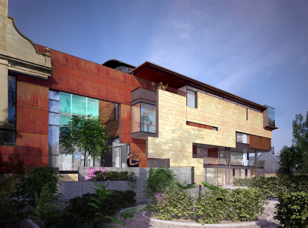 Garden view of the new Dunfermline museum and art gallery.