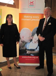 CHAS Chief Executive Maria McGill with Bill Walker MSP in Scottish Parliament