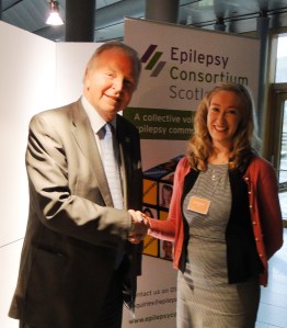 Bill Walker MSP with Katherine Harvey of Epilepsy Connections, one of the new Epilepsy Consortium Scotland members
